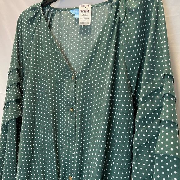 NWT Draper James bodysuit blouse XL green polka dot - Picture 3 of 11